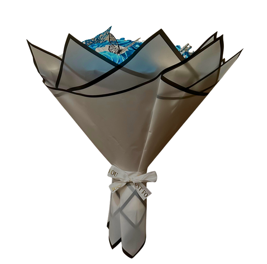 36 rožių-šviesiai mėlyna (elektrinė), balta