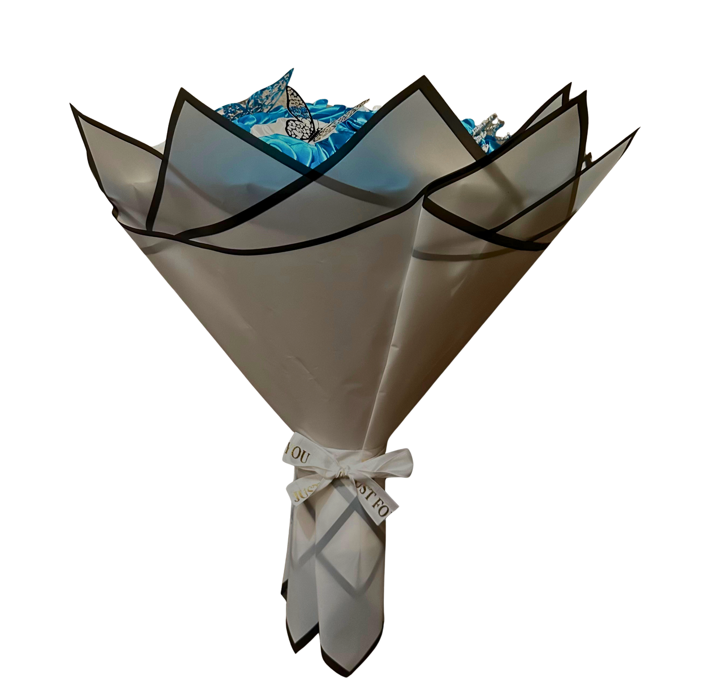 36 rožių-šviesiai mėlyna (elektrinė), balta