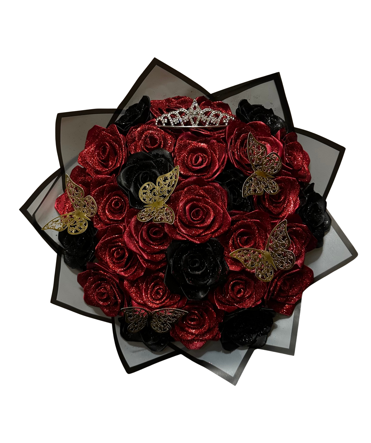 29 rožių- blizgi raudona, blizgi juoda