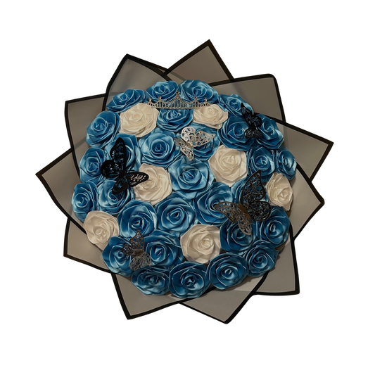 36 rožių- šviesiai mėlyna, balta