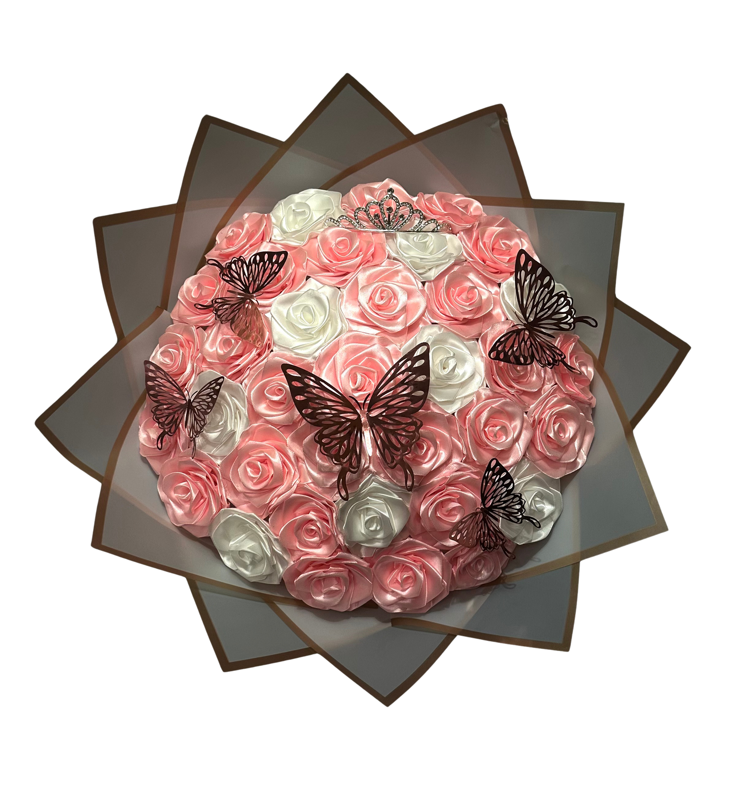 36 rožių puokštė-rožinė,balta